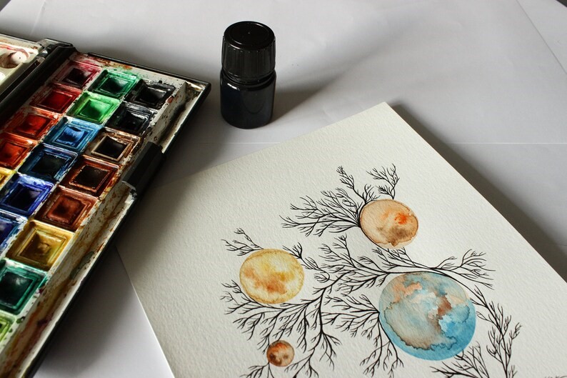 Arborescence - aquarelle et encre de Chine sur papier