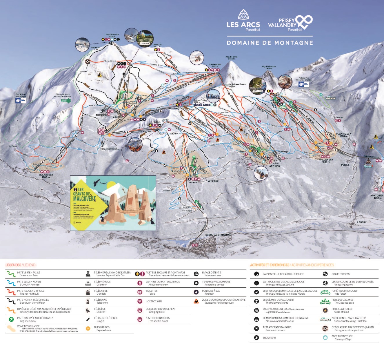 Découvrez la carte du domaine skiable Paradiski