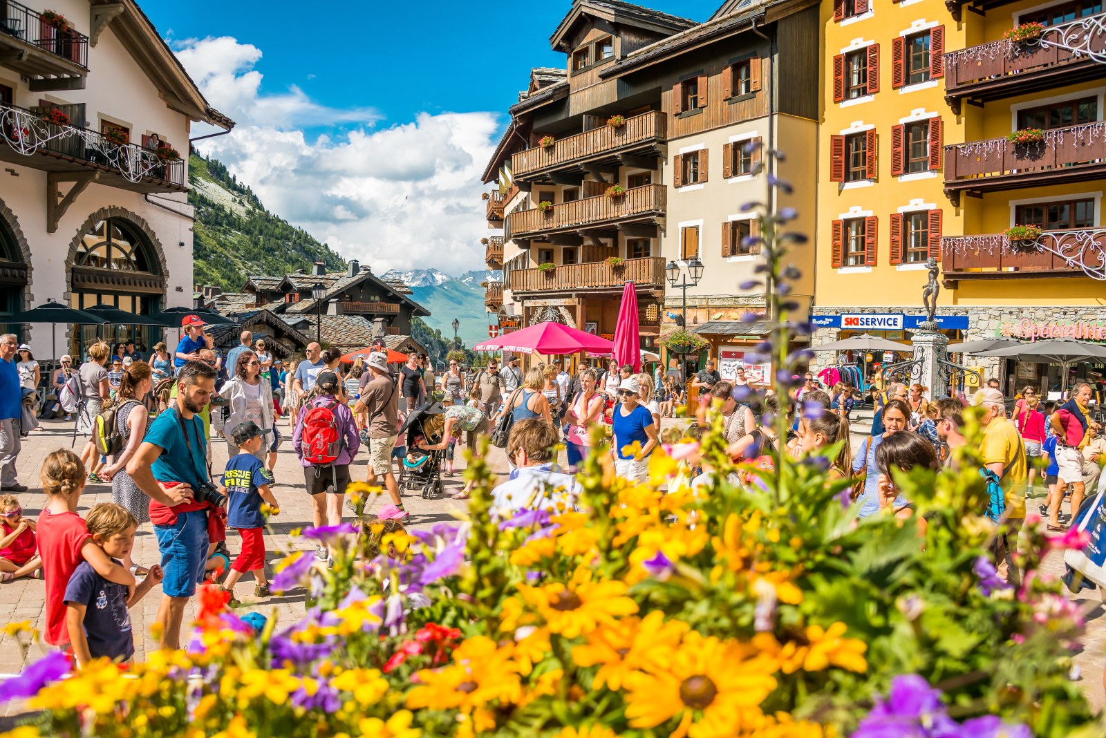 Arc 1950 resort in Les Arcs, french alps resort, village of Arc 1950